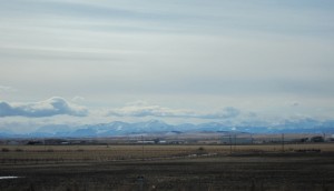 View of the mountains from QEII, north of Calgary