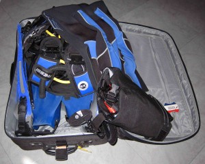 checked bag with 2 sets of dive gear