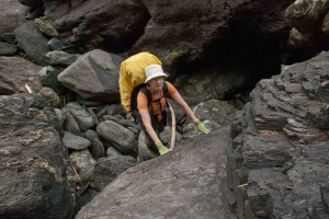 Debbie on the boulders