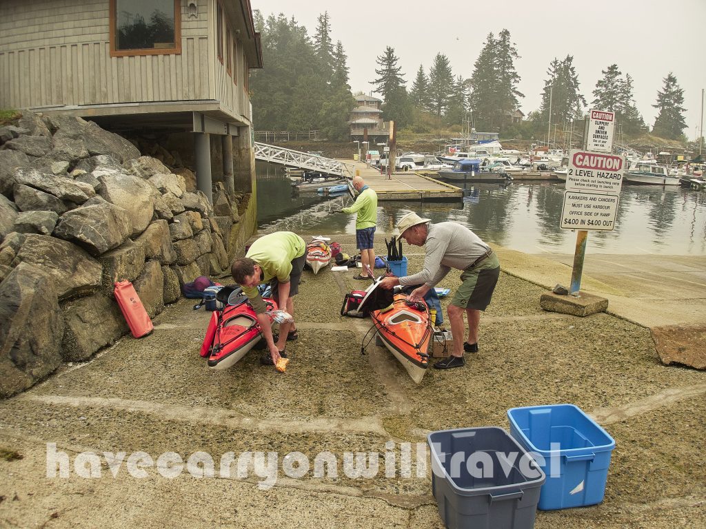 Loading kayaks at the Lund boat launch